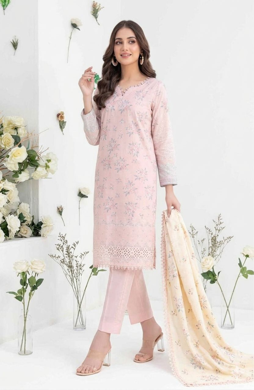 ELAF Unstitched Lawn Suit with Bana Dora Dupatta