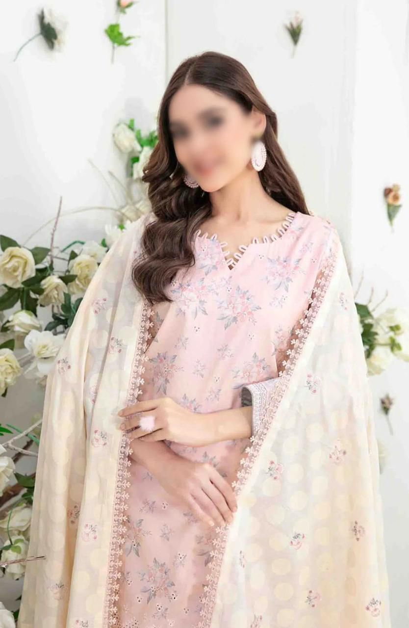 ELAF Unstitched Lawn Suit with Bana Dora Dupatta