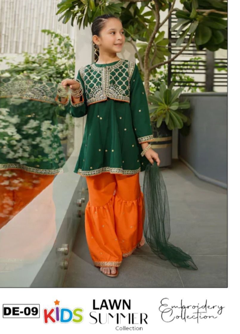 Kids Lawn Eid Collection 3 Piece Embroidered Girls