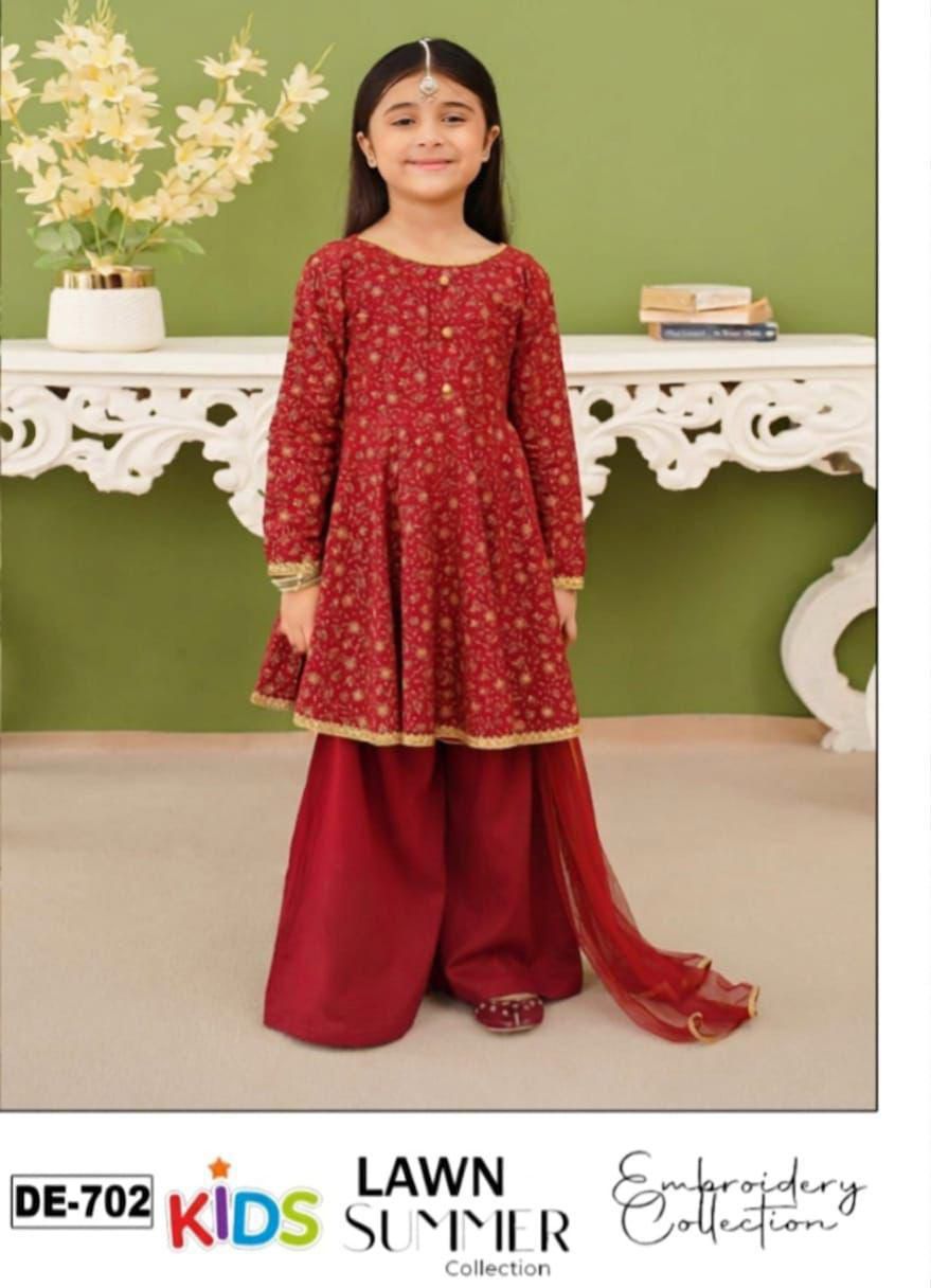 Kids Lawn Eid Collection 3 Piece Embroidered Girls