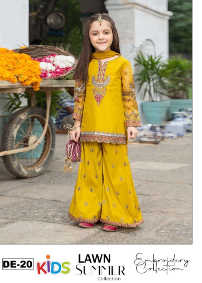 Kids Lawn Eid Collection 3 Piece Embroidered Girls Suit
