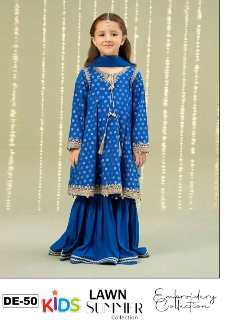 Kids Lawn Eid Collection 3 Piece Embroidered Girls Suit