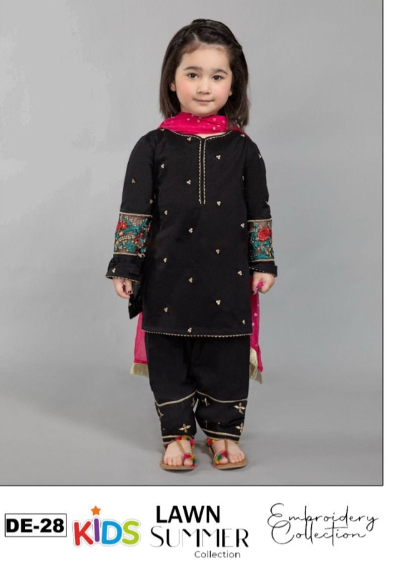 Kids Lawn Eid Collection 3 Piece Embroidered Girls Suit