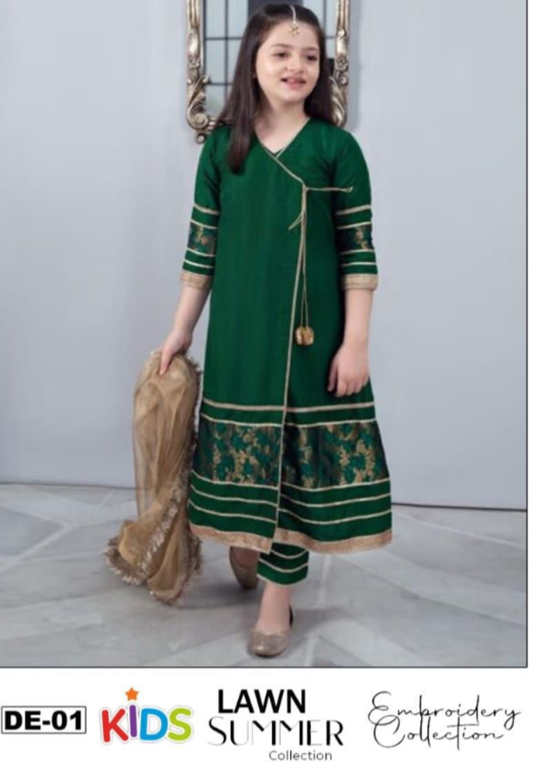 Kids Lawn Eid Collection 3 Piece Embroidered Girls Suit