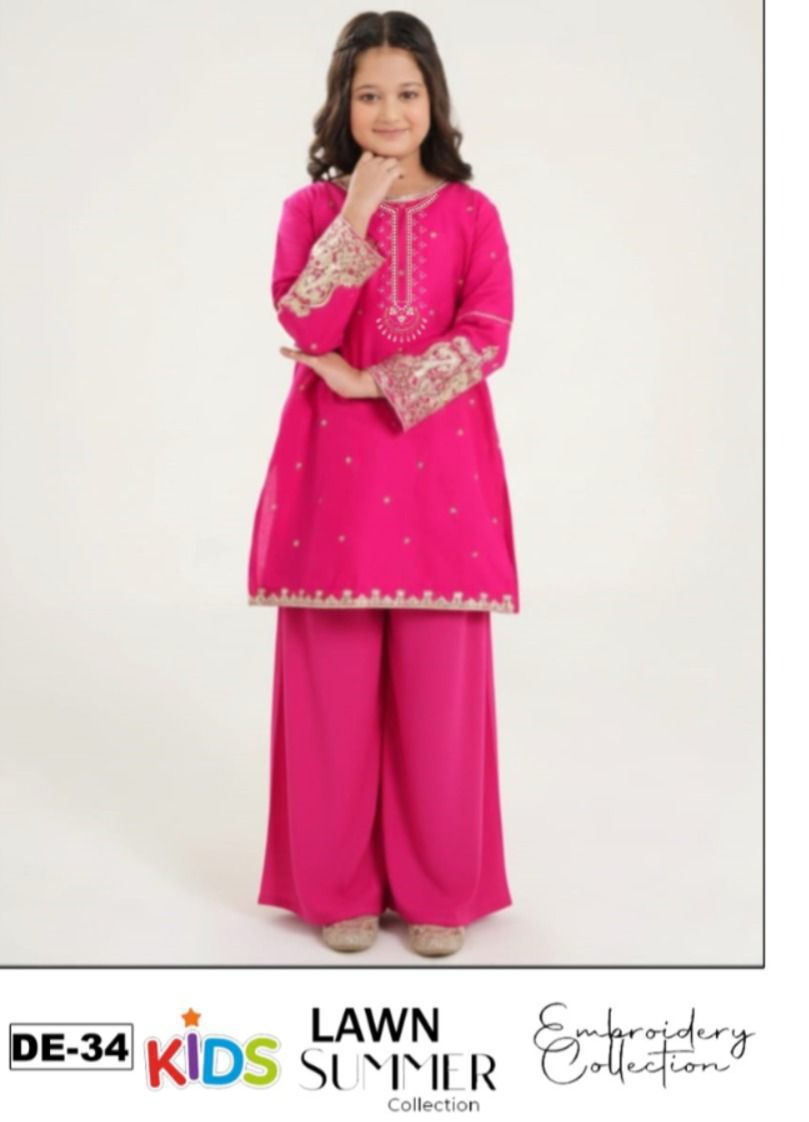 Kids Lawn Eid Collection 3 Piece Embroidered Girls Suit
