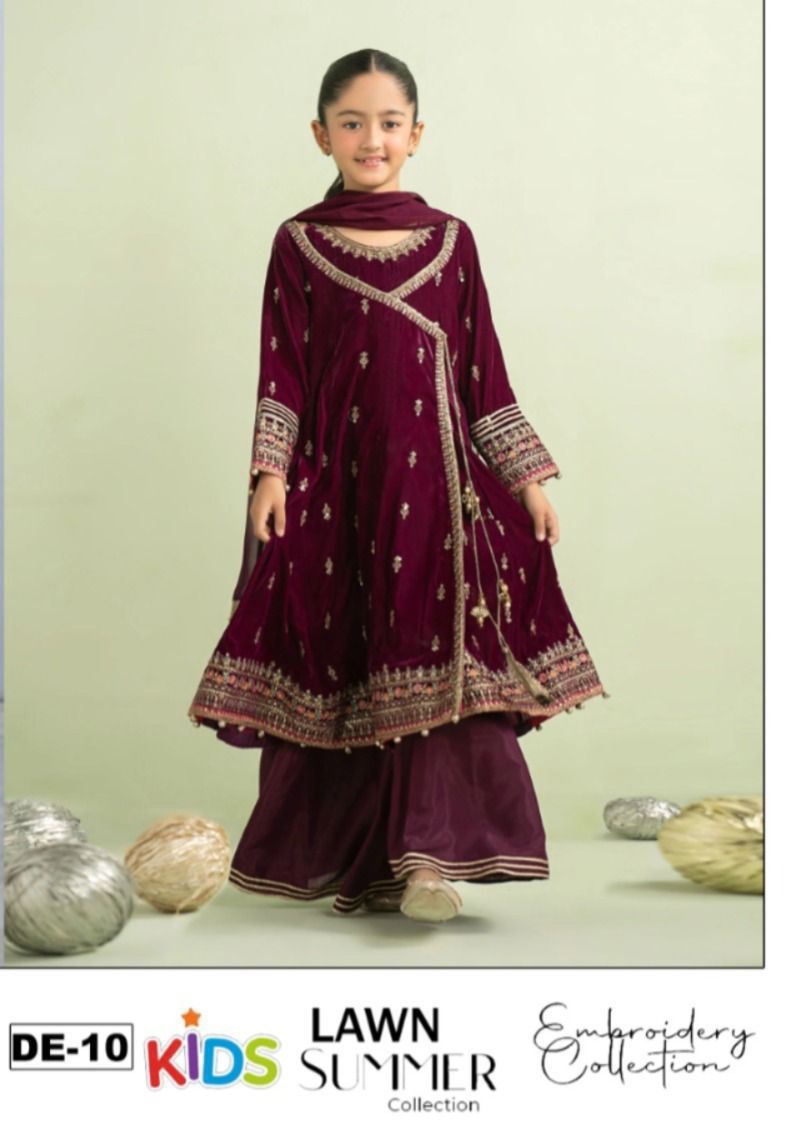 Kids Lawn Eid Collection 3 Piece Embroidered Girls Suit