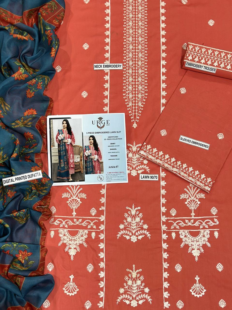 ASLING Luxury Embroidered Lawn Suit