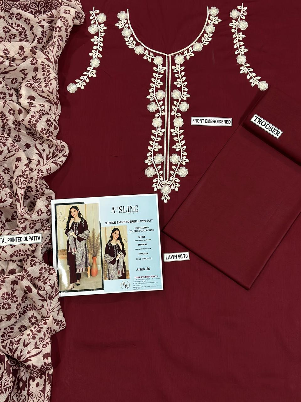 ASLING Luxury Embroidered Lawn Suit